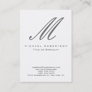 Affärskortet Modern Grått Monogram White Snyggt Visitkort