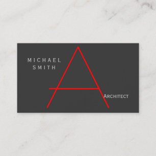 Affärskortet Modern Grått Red Monogram Architect Visitkort