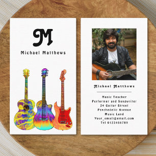 Affärskortet Modern Guitar Teacher Anpassningsbar Visitkort