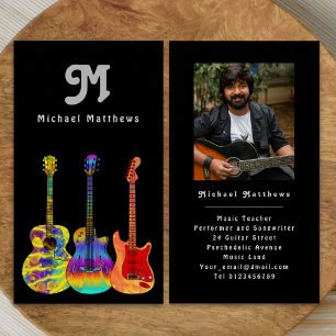 Affärskortet Modern Guitar Teacher Anpassningsbar Visitkort