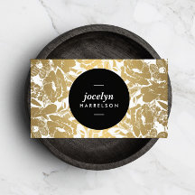 Affärskortet Modern Guld Flowers Black Circle