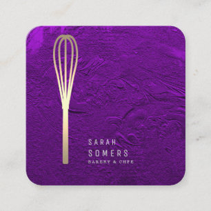 Affärskortet Modern Guld Glitter Whisk Bakery Fyrkantigt Visitkort