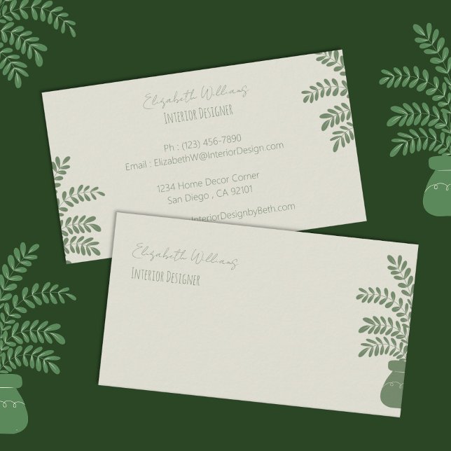 Affärskortet Modern Gult Insida Decorator Visitkort (Modern yellow interior decorator double-sided business cards .)