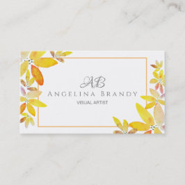 Affärskortet Modern Gult vattenfärgsfärg Blommigt Visitkort