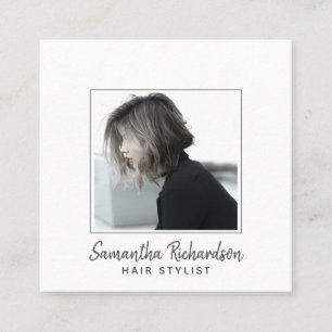 Affärskortet Modern Hair Stylist Photo Fyrkantigt Visitkort