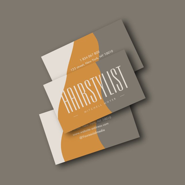 Affärskortet Modern Hairstylist Earth Tones Visitkort (Skapare uppladdad)