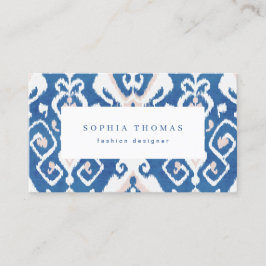 Affärskortet Modern ikat blue white professionell Visitkort