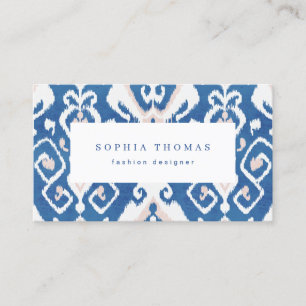 Affärskortet Modern ikat blue white professionell Visitkort