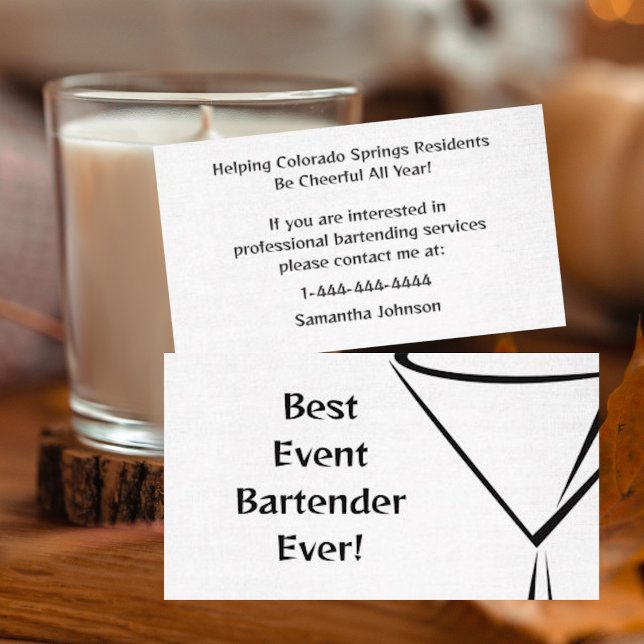 Affärskortet Modern Linen-look Bartender-händelse Visitkort (Skapare uppladdad)