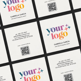 Affärskortet Modern Logotyp QR Code Basic Fyrkantigt Visitkort