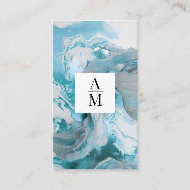 Affärskortet Modern Marble Monogram Visitkort (Framsida)