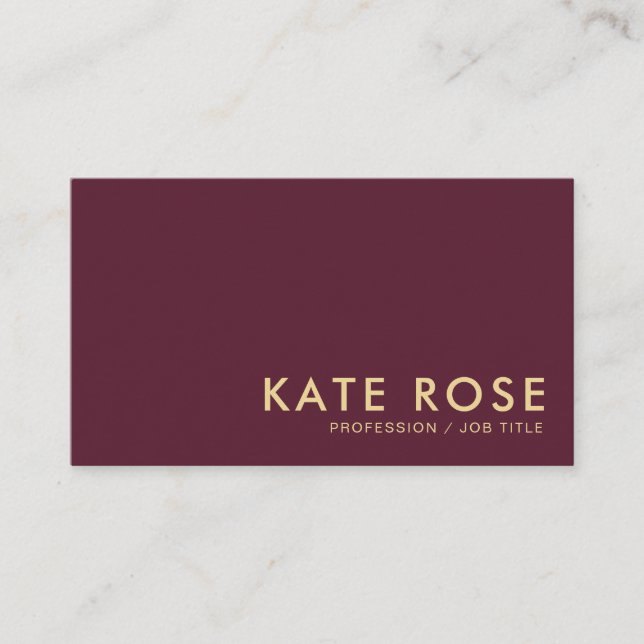 Affärskortet Modern Minimal Burgundy-Professionell Visitkort (Framsida)