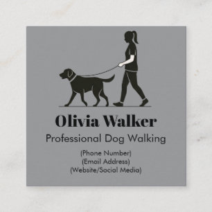 Affärskortet Modern Minimalist Dog Walker Fyrkantigt Visitkort