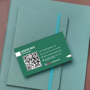 Affärskortet Modern minimalistisk QR-kod - Grönt Visitkort