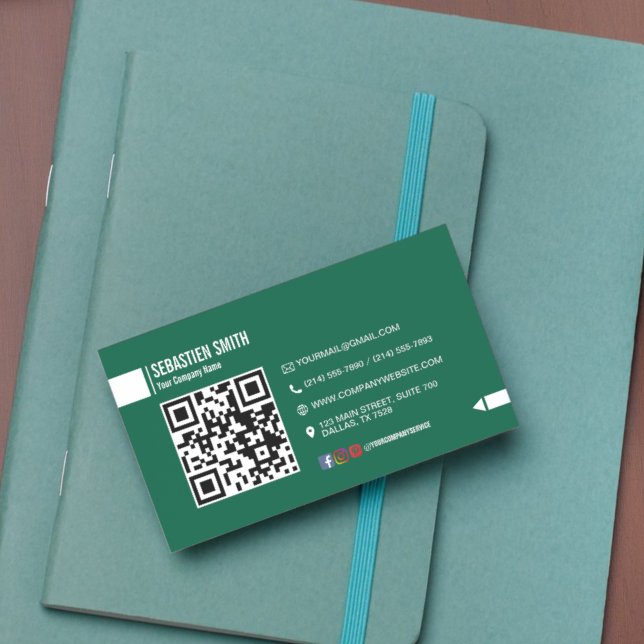 Affärskortet Modern minimalistisk QR-kod - Grönt Visitkort (Modern Minimalist QR Code Business Card - Green )