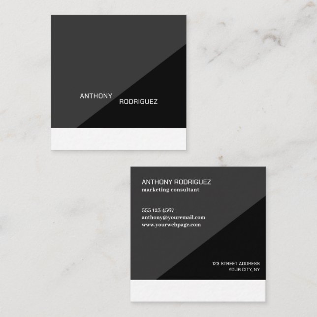 Affärskortet Modern minimalt svart kvadrat Fyrkantigt Visitkort (Fram/baksida)