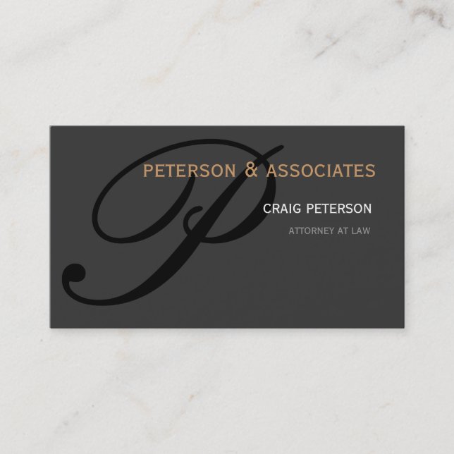Affärskortet Modern Monogram Attorney Law Firm Visitkort (Framsida)