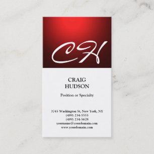 Affärskortet Modern Monogram Black White Red Visitkort
