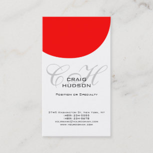 Affärskortet Modern Monogram Black White Red Visitkort