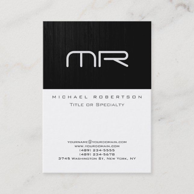 Affärskortet Modern Monogram Black White Trendig Visitkort (Framsida)