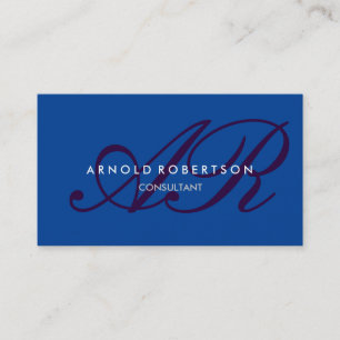 Affärskortet Modern Monogram Blue Trendig Visitkort