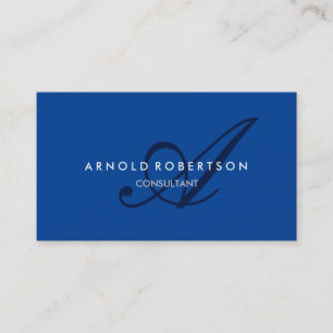 Affärskortet Modern Monogram Blue Trendig Visitkort