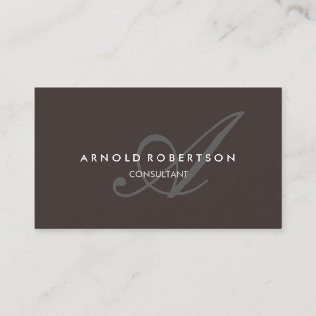Affärskortet Modern Monogram Brown Trendig Visitkort (Framsida)