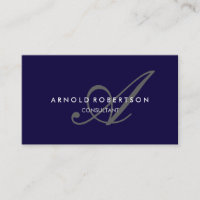 Affärskortet Modern Monogram Mörk blått Trendig