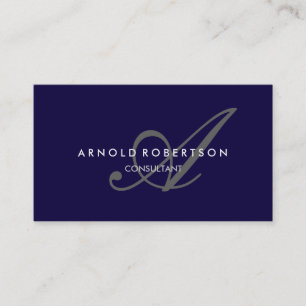 Affärskortet Modern Monogram Mörk blått Trendig Visitkort