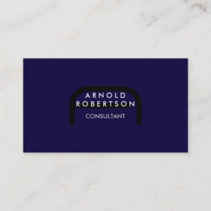 Affärskortet Modern Monogram Plain Blue Trendig Visitkort