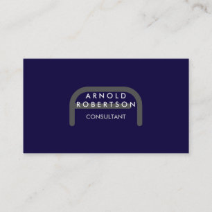 Affärskortet Modern Monogram Plain Blue Trendig Visitkort