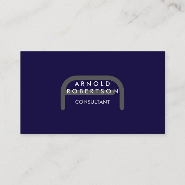 Affärskortet Modern Monogram Plain Blue Trendig Visitkort (Framsida)