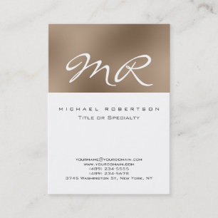 Affärskortet Modern Monogram White Beige Clean Visitkort