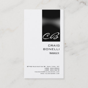 Affärskortet Modern Monogram White Black Plain Visitkort