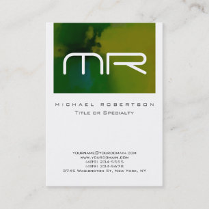 Affärskortet Modern Monogram White Grönt Abstrakt Visitkort