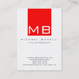 Affärskortet Modern Monogram White Red Chic Visitkort