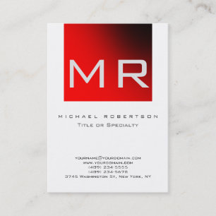 Affärskortet Modern Monogram White Red Visitkort