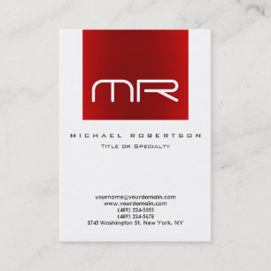 Affärskortet Modern Monogram White Red Visitkort
