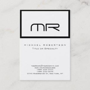 Affärskortet Modern Monogram White Trendig Visitkort