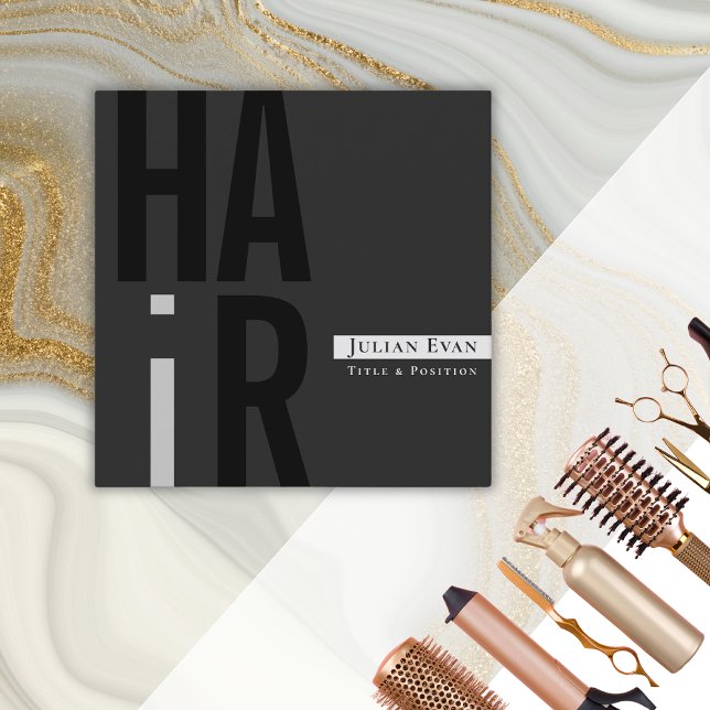 Affärskortet Modern Monokrome Hairdresser Fyrkantigt Visitkort (Skapare uppladdad)