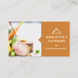 Affärskortet Modern Orange Food Photo Catering Visitkort