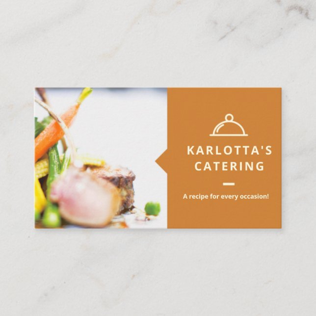 Affärskortet Modern Orange Food Photo Catering Visitkort (Framsida)