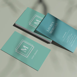 Affärskortet Modern Pastel Grönt Monogram Visitkort