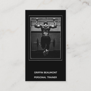 Affärskortet Modern Personal Trainer Photo Black Visitkort