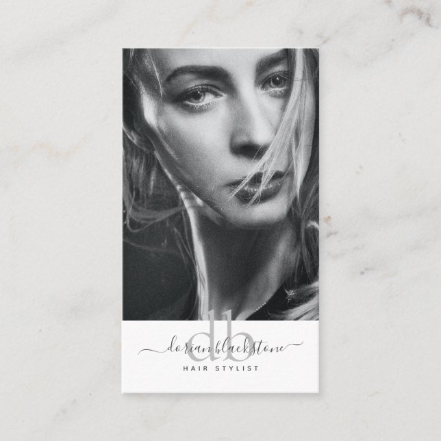 Affärskortet Modern Photo Hair Stylist Visitkort (Framsida)