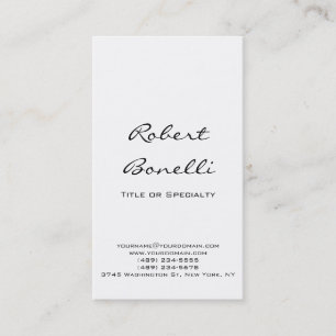 Affärskortet Modern Plain Black White Calligraphy Visitkort