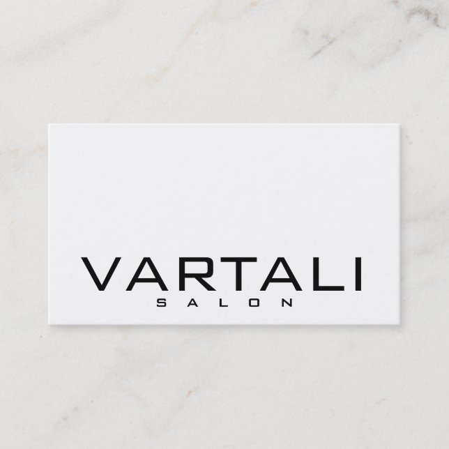 Affärskortet Modern Plain Black White Salon Visitkort (Framsida)
