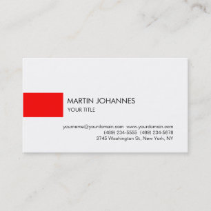 Affärskortet Modern Plain Professionell Red White Visitkort