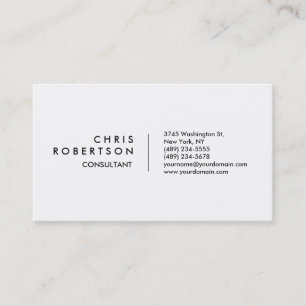 Affärskortet Modern Plain White Attractive Visitkort