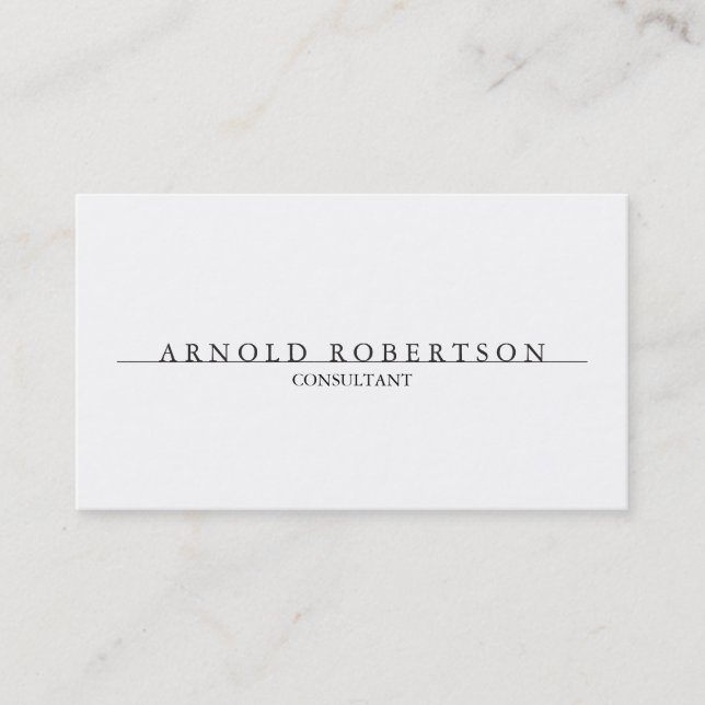 Affärskortet Modern Plain White Professionell Visitkort (Framsida)